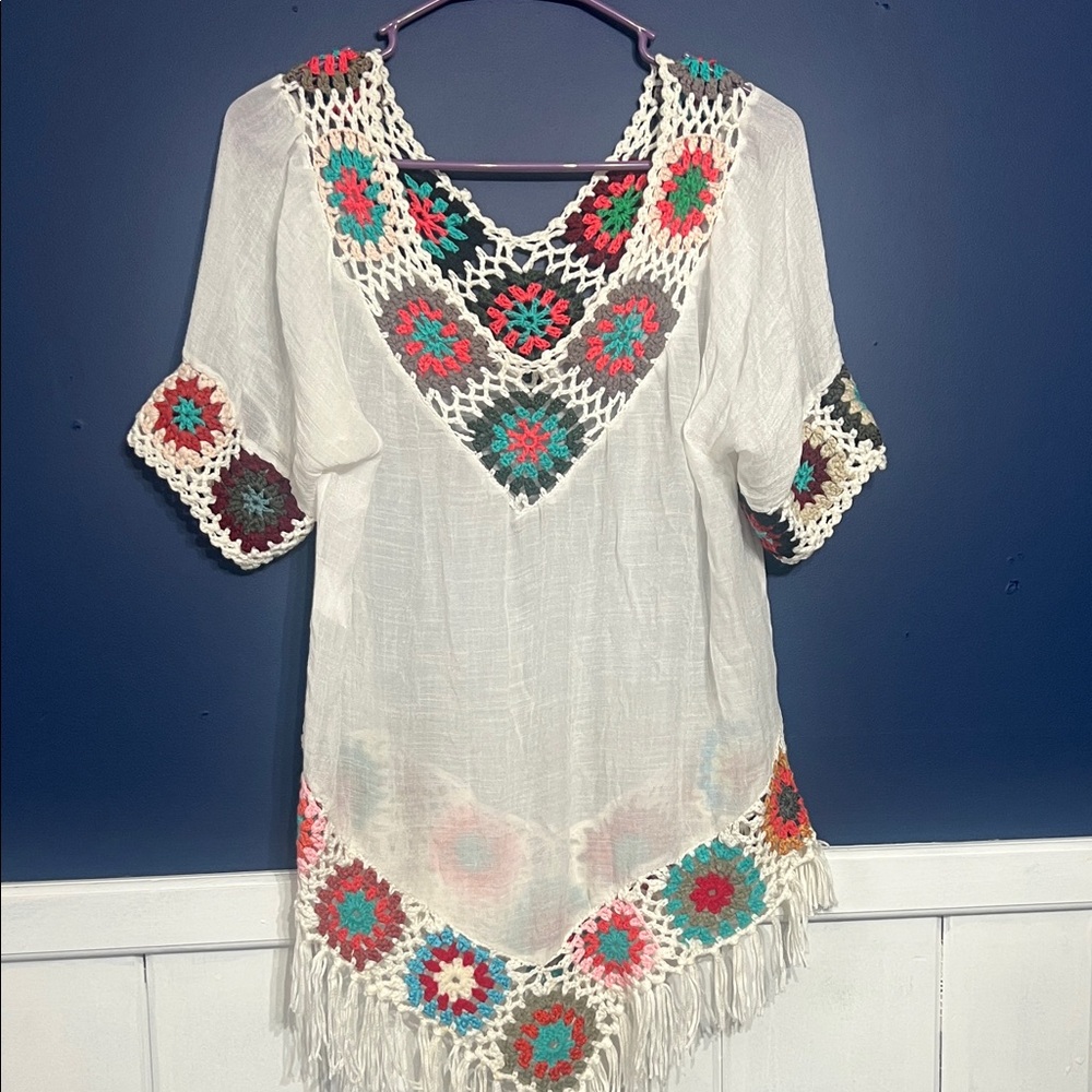 HP 🎉Boho Crochet Fringe Tunic sz M